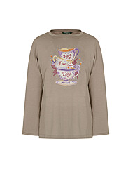 크로커다일레이디 프린트 베이직 라운드 티셔츠CLCFTS902