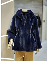 스트링 후드 에코 퍼 재킷 MYDKFJ0520