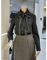 배색 라인 리본 블라우스 MYDAWB0820