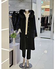 폭스 퍼 후드 무스탕 코트 MZDKFL0930