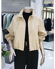 하이넥 페이크 레더 재킷 M1AKLJ2380