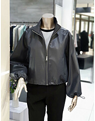 스트링 페이크 레더 재킷 M1AKLJ2390