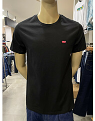 남녀 공용 미니  배트윙 로고 반팔 블랙 티셔츠 (56605-0009)