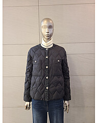 라운드넥 트위드 배색 덕다운 점퍼 JAEW0-WIH210