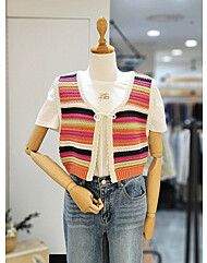 칼라 블로킹 펑키 베스트 T244MVT233W
