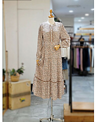 배색 레이스 포인트 롱 원피스 T248MOP313W