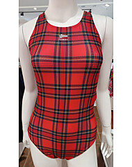 여성 타탄체크 X백 수영복