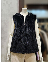 [벨라디터치] V9E4VT26 니트 후드 탈부착 밍크조끼