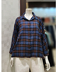 [벨라디터치] V3F3BL25 체크 셔츠 블라우스