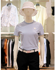 엘르골프 S/S 여성 패턴 포인트 모크넥 반팔 티셔츠 6J-45405-801