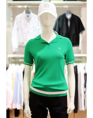 엘르골프 S/S 여성 반전패턴 와이드넥 반팔 스웨터 6J-43603-700
