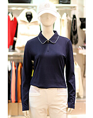 엘르골프 FW 여성 카라포인트 조직감 반집업 폴로 티셔츠 6J-65202-100