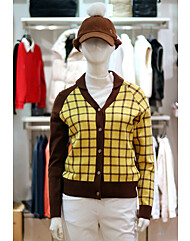 엘르골프 FW 여성 체크 숄에리 버튼업 가디건 6J-63701-199