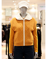 엘르골프 FW 여성 인조퍼 배색 풀오픈 니트 베스트 6K-83101-150