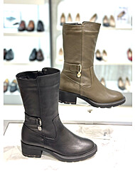 [닥스구두] 여성 5센치 통굽 훈트장식 기모 하프부츠 dih302