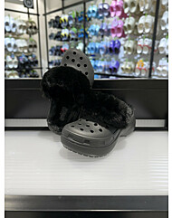 크록스 클래식 플랫폼 퍼즈 라인드 클로그 212854-001 블랙