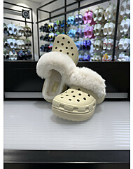 크록스 클래식 플랫폼 퍼즈 라인드 클로그 212854-2Y2 아이보리 베이지