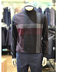 인디안 남성 울100% 체크 자가드 하프넥 니트 MITBH4W9311 05