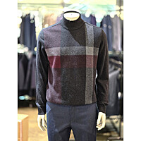 인디안 남성 울100% 체크 자가드 하프넥 니트 MITBH4W9311 05