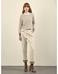 [올리비아로렌]배색 카브라 데님팬츠VOCMP4W9341