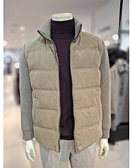 주)세정  트레몰로   프리미엄 덕다운  니트소매 스웨이드점퍼  카멜베이지 TRNKD4W9451