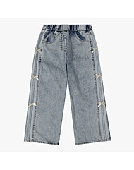 [로엠걸즈] 리본포인트 와이드 기모데님팬츠 RGTJ25T2P