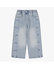 [로엠걸즈] 기모 사이즈 리본 자수 와이드 데님 RGTJ25T5P