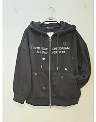 스타 장식 그래픽 후드 집업TGJM25T04