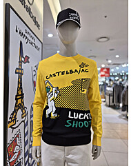 남성 시즌 슬로건 포인트 라운드 니트셔츠    BGDSSW003  YE