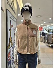 여성 부클 배색  반목 짚업 조끼    BGDWVT705  CA