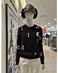 여성 로고  포인트 방풍 니트셔츠     BGDWSW802  BK