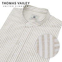 [THOMAS VAILEY] 토마스 베일리 린넨라이크 스트라이프 헨리넥 셔츠 베이지 1THTHA5MSU133