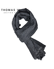 [THOMAS VAILEY] 울머플러 헤링본 블랙 폭 60cm 길이 200cm
