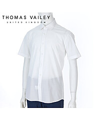 [THOMAS VAILEY] 토마스베일리 남성드레스셔츠-슬림 스판 베이직 반팔 셔츠 화이트 1THTHF2MSU336