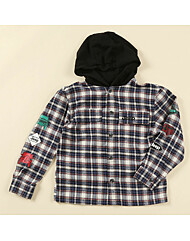 져지 후드 체크셔츠 KN3SHU121