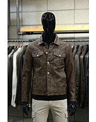 에코레더빈티지브라운 인조가죽슬림핏 트러커자켓 m-ipjp63br