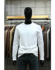 소프트터치기모스판 아이보리화이트 라운드넥긴팔티 d-gtee64iv