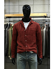 워시드빈티지 슬림핏 레드린넨셔츠 d-qcsh19red