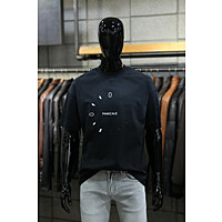오버핏 블랙빈티지워싱 로고반팔티 m-qtee21bk