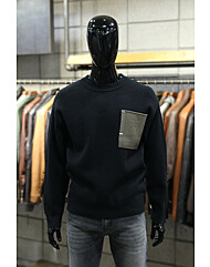 리오셀울블랜드 2COLOR 드랍숄더루즈핏 포켓배색크루넥니트 m-qnit56