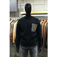 리오셀울블랜드 2COLOR 드랍숄더루즈핏 포켓배색크루넥니트 m-qnit56