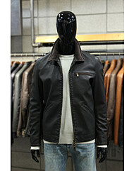 빈티지브라운블랙 에코레더 코듀로이배색자켓 m-qpjp50br