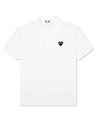 [명품] 꼼데가르송 25SS 남성 블랙 하트 와펜 카라 티셔츠 화이트 AX T066 051 2