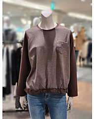 소고 이중배색 주머니레터링 포인트 라운드티셔츠AI4TA13