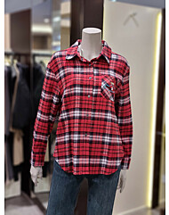 소고 카라넥 체크패턴 셔츠형블라우스AK4BA01