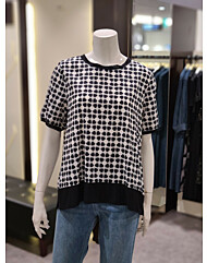 소고 라운드 프린트 반팔블라우스 AL2BA35