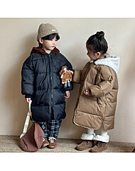 [예약발송] 배색 퍼후드 패딩 점퍼 R12900