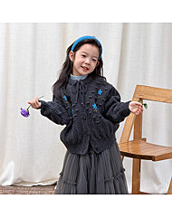 [예약발송] 포인트 플라워 니트 가디건 R15737