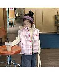 체크 퍼 리버서블 퀼팅 조끼 R15753