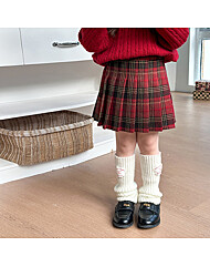 [예약발송] 체크 플리츠 스커트 R15931